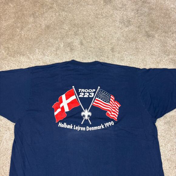 Vintage 1990 Danish National Jamboree Troop 223 Shirt Men's 2XL Scouts - Picture 2 of 10